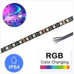 5m RGB LED Black PCB Strip Light - DynamicColor Series Tape Light - Dimmable - 12V - IP64